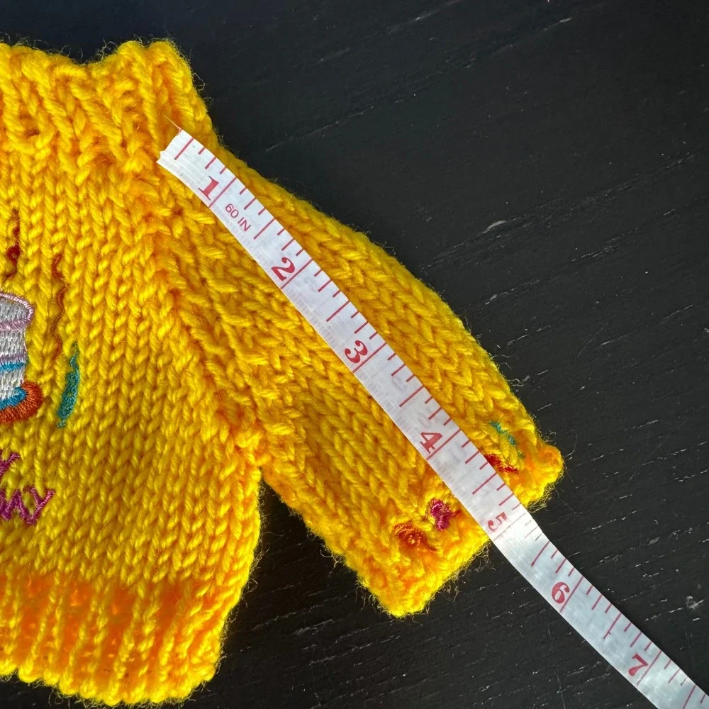 Handmade Knit Doll Sweater Happy Birthday Cake Embroidery Stuffie Accessory Cute